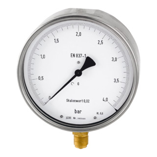 Riegler Feinmessmanometer, G 1/2 radial bas, 0 - 400,0 bar, Ø 160, 1173