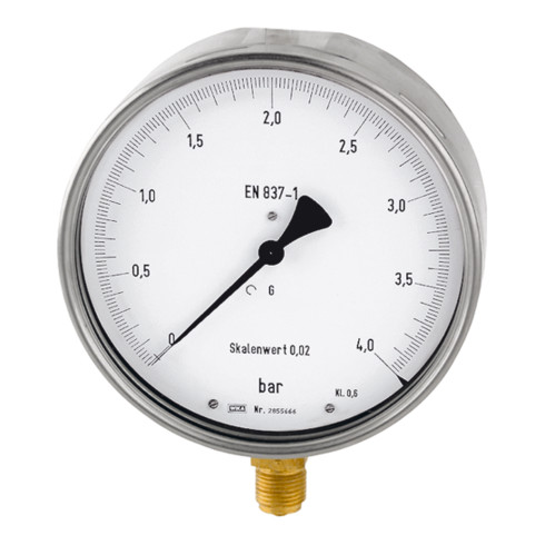 Riegler Feinmessmanometer, G 1/2 radial unten, 0 - 1,0 bar, Ã˜ 160, 1160