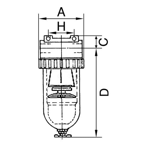 Riegler Filter »Standard«, PC-Behälter, Schutzkorb, 40 µm, BG 4, G 1 1/4