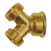 Riegler GEKA-Abzweigstück, Messing blank, 1x G 3/4 IG, 2x G 3/4 AG-1