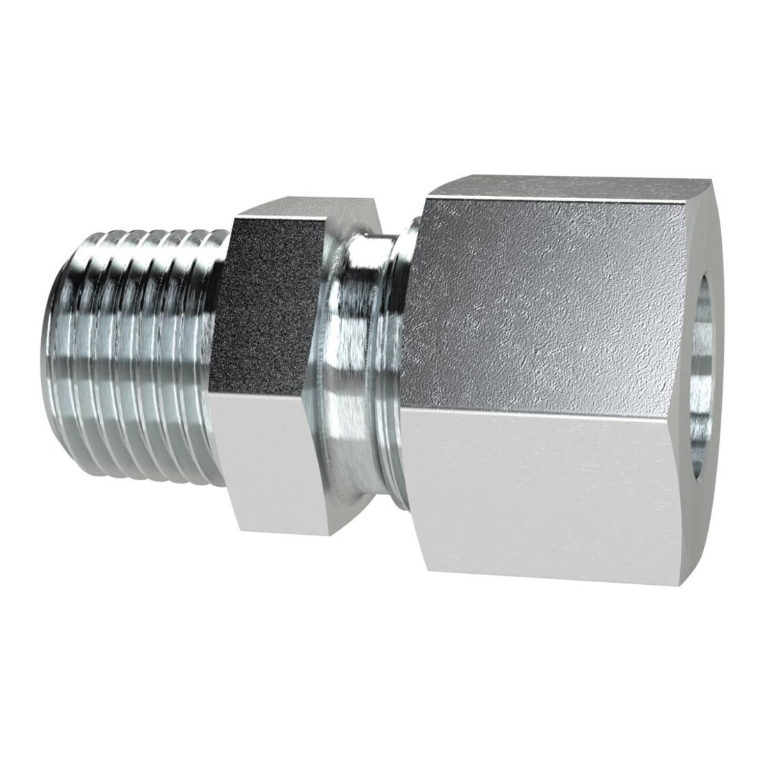 Riegler Ger. Einschraubversch., NPT 1/2 a., Rohr-Ø 14, Stahl verz.