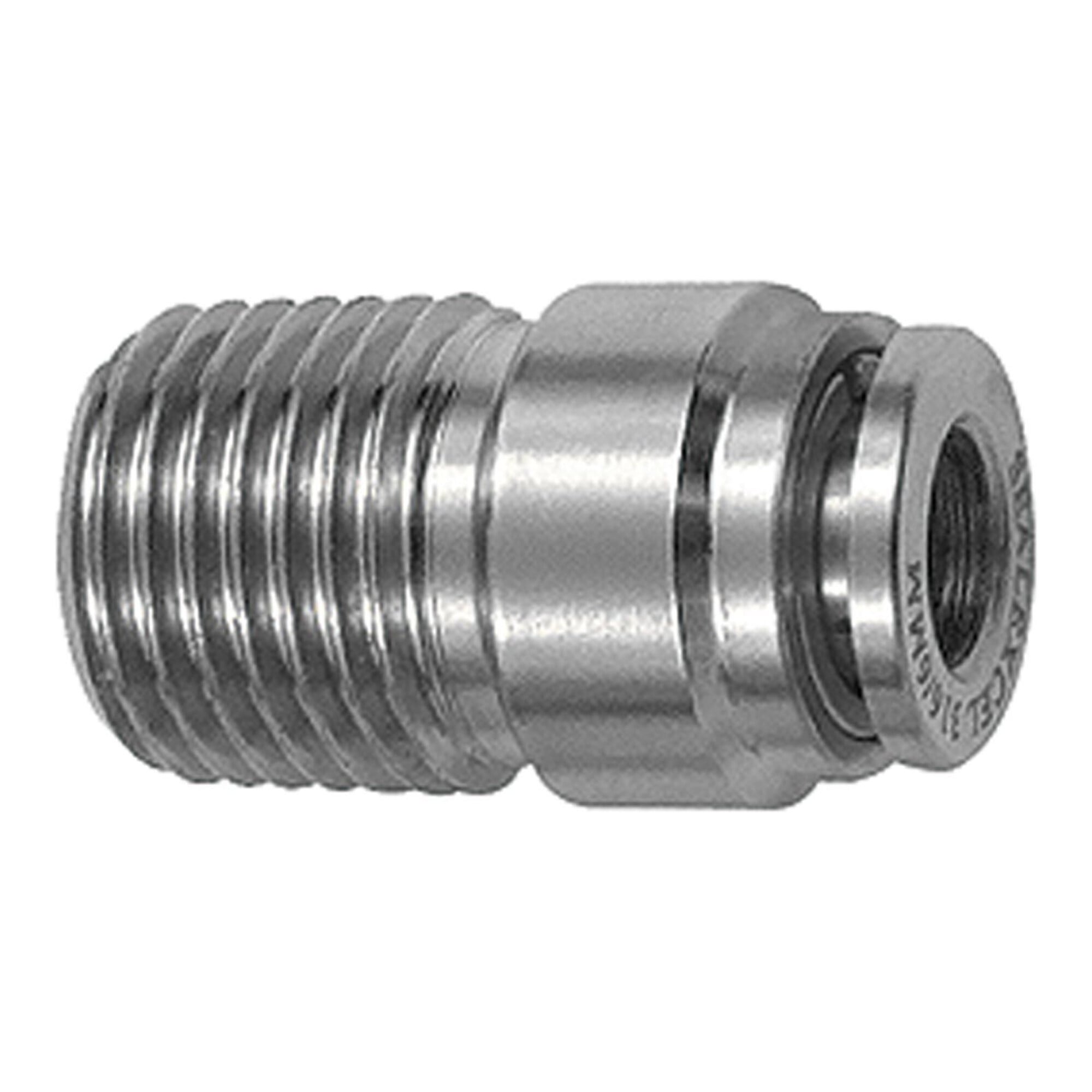 Riegler Gerade Steckverschr., rund, R 1/4 a., Schlauch à ̃ 8, ES 1.4404