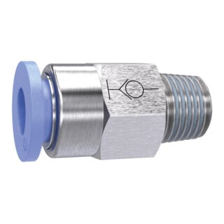 RIEGLER Gerade Steckverschraubung Blaue Serie R 3/8 a, selbstabsperrend R 3/8  inch