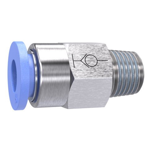 RIEGLER Gerade Steckverschraubung Blaue Serie R 3/8 a, selbstabsperrend R 3/8  inch