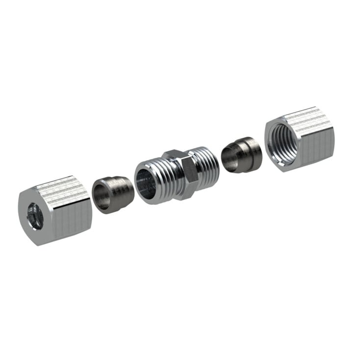 Riegler Gerade Verschraubung, Rohr-Außen-Ã˜ 28 mm, Stahl verz., PN bar 160