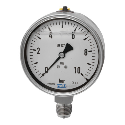 Riegler Glyzerinmano, CrNi-Stahl, E-Skala, G 1/2 unten, 0-0,6 bar, Ø 160