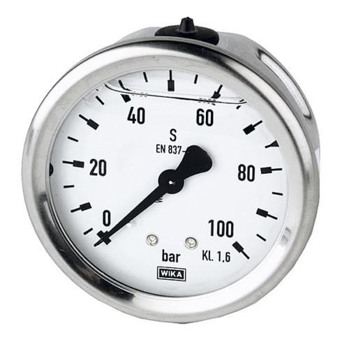 Riegler Glyzerinmano., CrNi-Stahl, G 1/4 hinten zentr., 0 - 1,0 bar, Ø 63