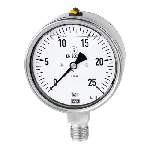 Riegler Glyzerinmano, CrNi-Stahl, Sicherh., G 1/2 unten, 0-160,0 bar Ø100