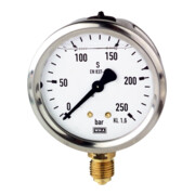Riegler Glyzerinmanometer, CrNi-Stahl, G 1/4 unten, 0 - 100,0 bar, Ã˜ 63
