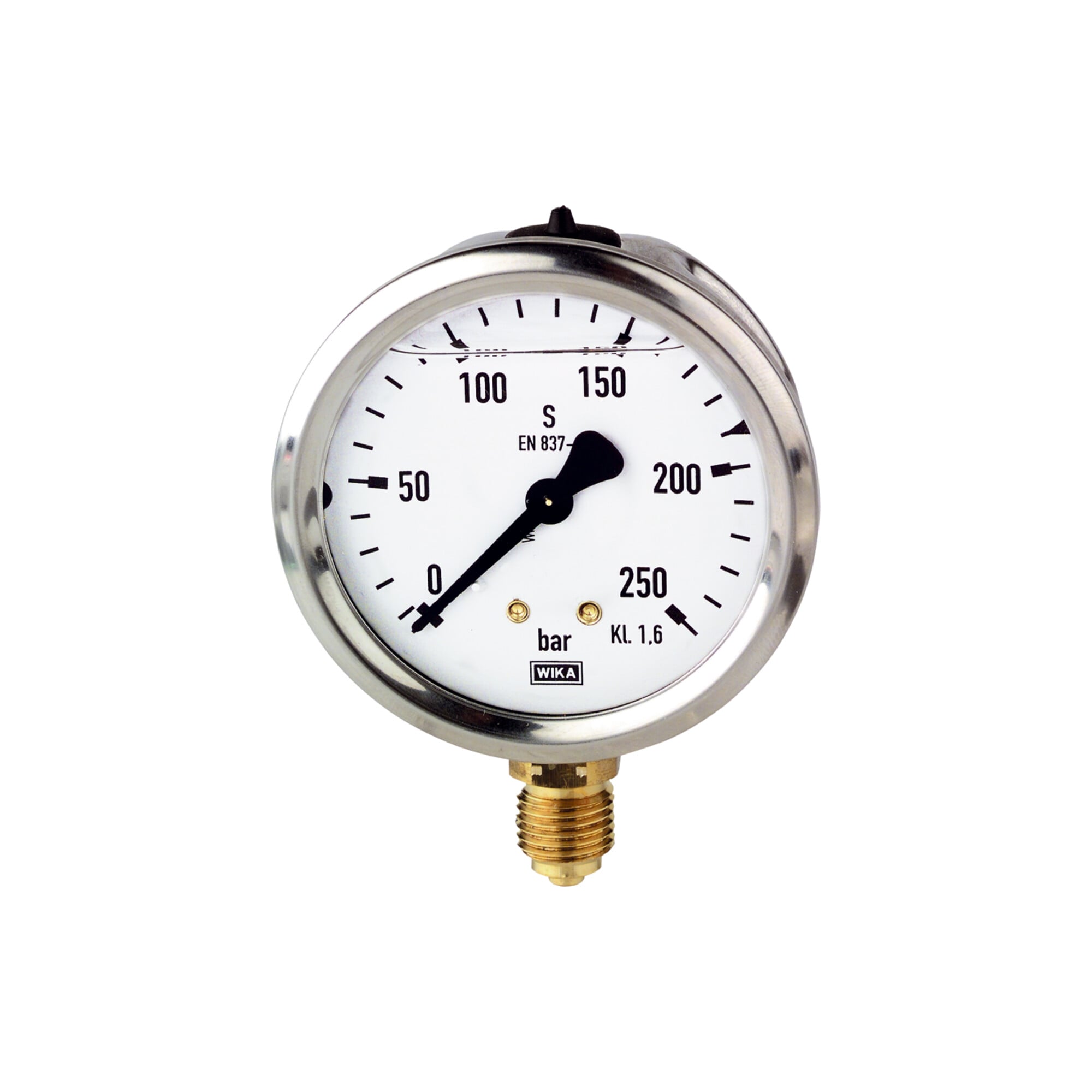 Riegler Glyzerinmanometer, CrNi-Stahl, G 1/4 unten, 0 - 4,0 bar, Ã ̃ 63