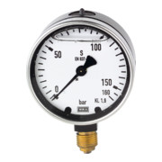 Riegler Glyzerinmanometer, Metallgehäuse, G 1/2 unten, -1/+1,5 bar, Ã˜ 100