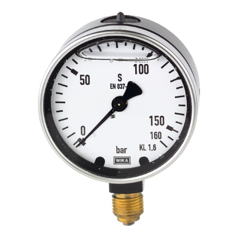 Riegler Glyzerinmanometer, Metallgehäuse, G 1/2 unten, -1/+9,0 bar, Ã˜ 100