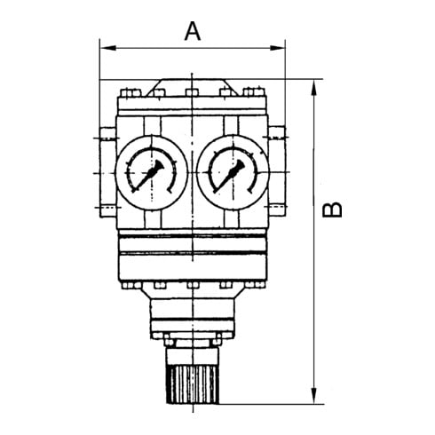 Riegler Großdruckregler mit 2 Manometern, G 2, Regelbereich 0,5 - 16 bar