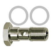 Riegler Hohlschraube, PTFE-Dichtring, einfach, G 1/2, Edelstahl 1.4404-1