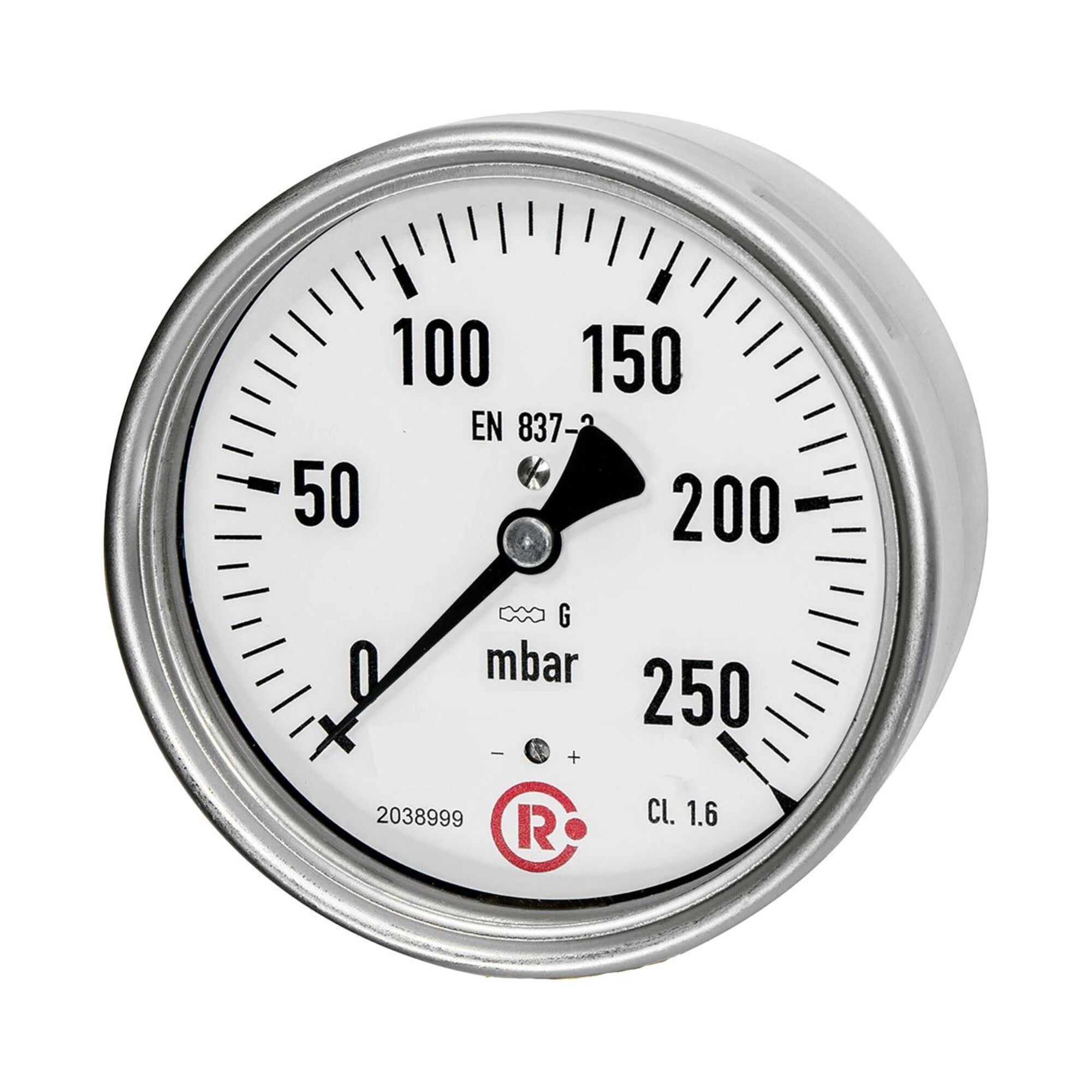 Riegler Kapselfedermanometer, G 1/2 hinten zentrisch, 0 - 100 mbar, Ã ̃ 100