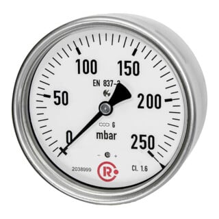 Riegler Kapselfedermanometer, G 1/2 hinten zentrisch, 0 - 25 mbar, Ã˜ 100