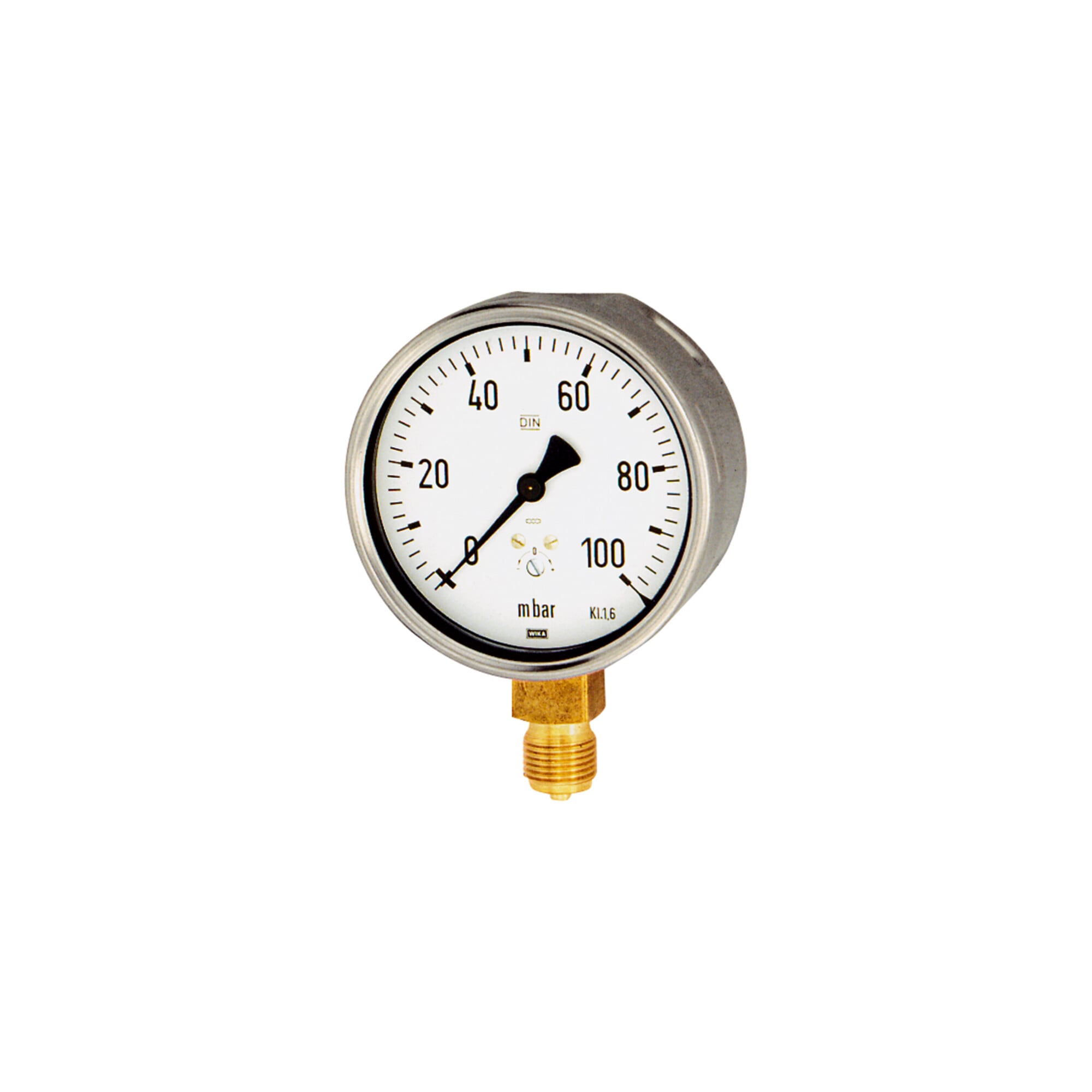 Riegler Kapselfedermanometer, G 1/2 radial unten, 0 - 25 mbar, Ã ̃ 100, 6811