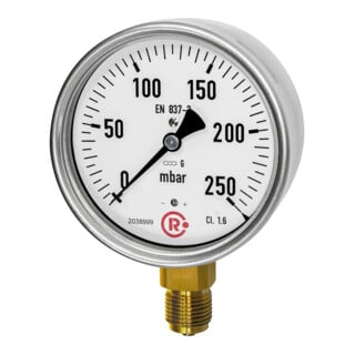 Riegler Kapselfedermanometer, G 1/2 radial unten, 0 - 400 mbar, Ã˜ 100, 6817-R