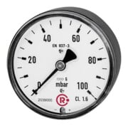 Riegler Kapselfedermanometer, G 1/4 hinten zentrisch, 0 - 160 mbar, Ã˜ 63, 5824-R-1