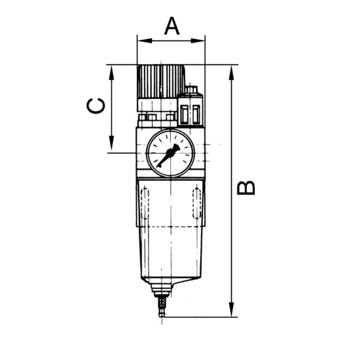 Riegler Kombi-Wartungseinheit, mit PC-Behälter, BG 1, G 1/2, 0,5 - 16 bar