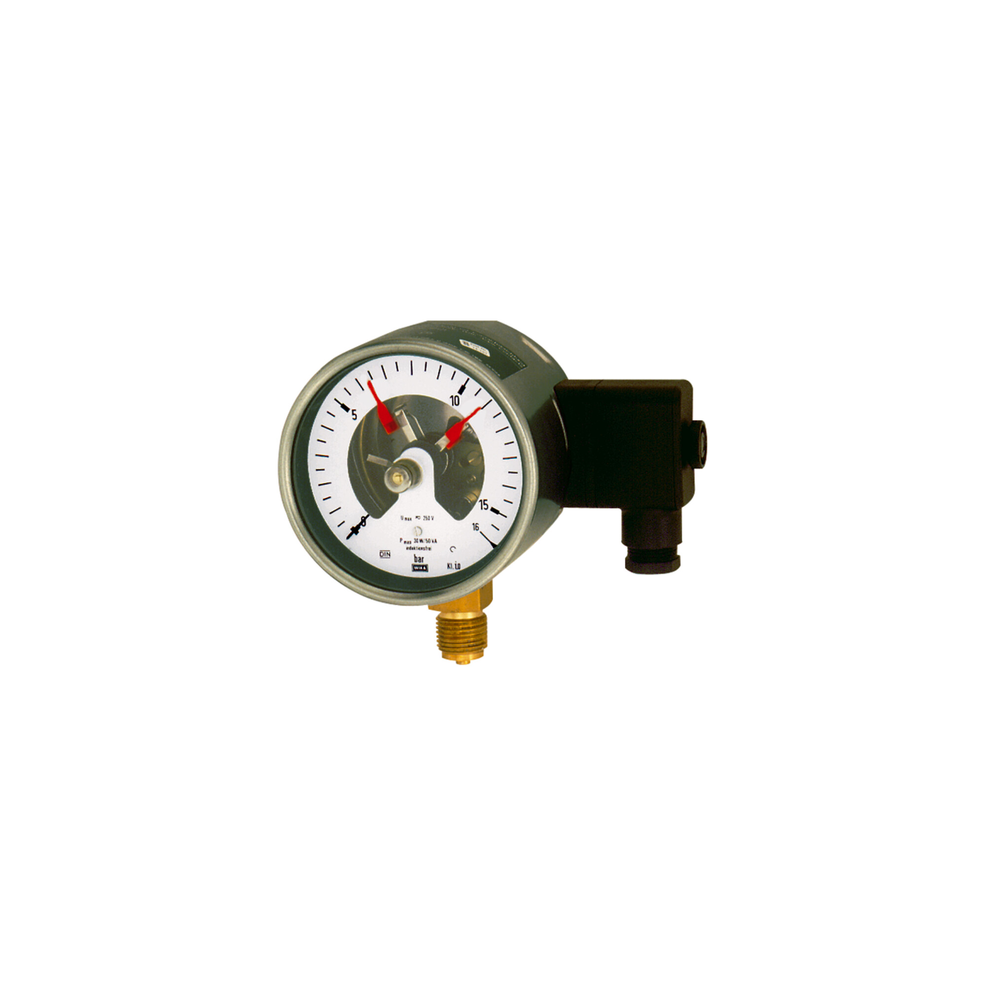 Riegler Kontaktmanometer, G 1/2 radial unten, Messber. 0-16,0 bar, Ã ̃ 100