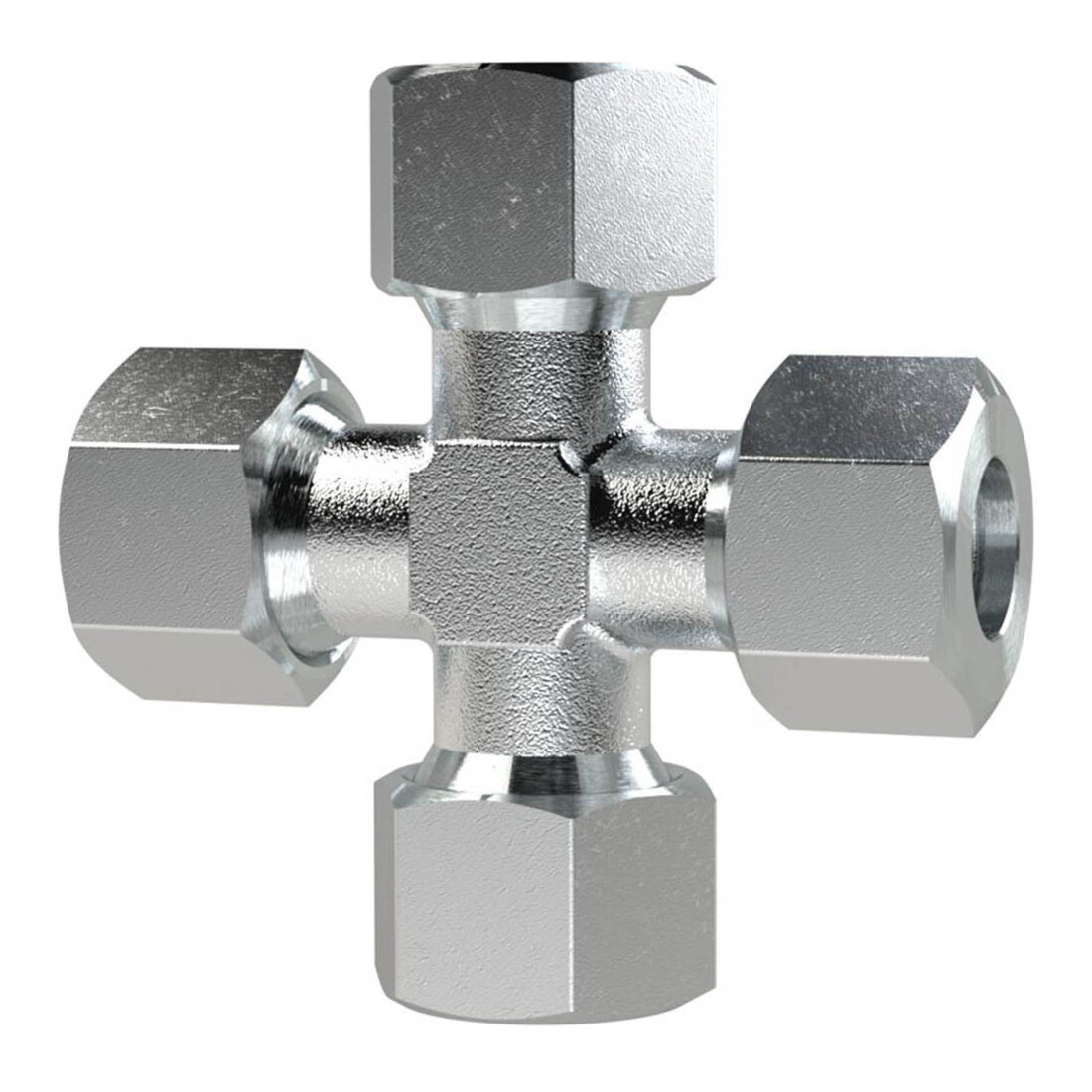 Riegler Kreuz-Verschraubung, Rohr-AØ14mm, Stahl verz.