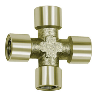 Riegler Kreuzstück, 4 x innen, G 1/2, SW 21, Messing vernickelt