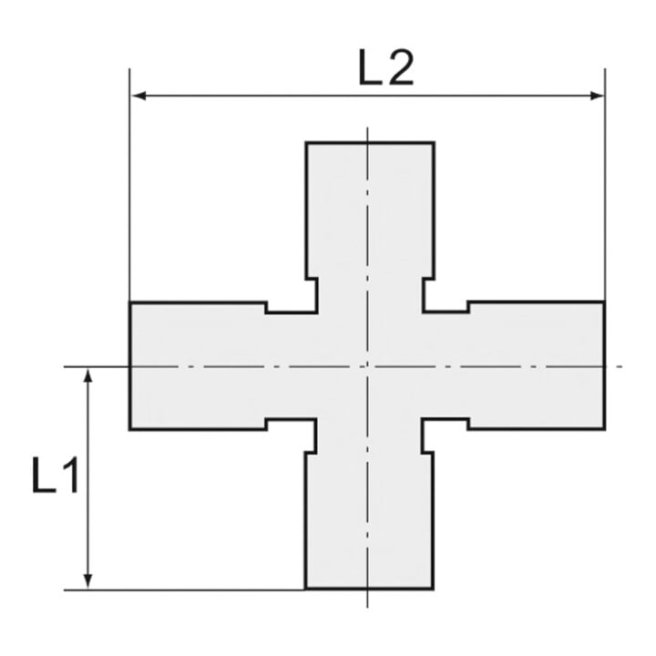 Riegler Kreuzstück, 4 x innen, G 1/4, SW 13, Messing vernickelt