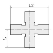 Riegler Kreuzstück, 4 x innen, G 1/8, SW 10, Messing vernickelt-3
