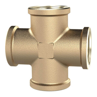 Riegler Kreuzstück, 4 x Innengewinde, G 3/4, Druck 16 bar, Messing blank