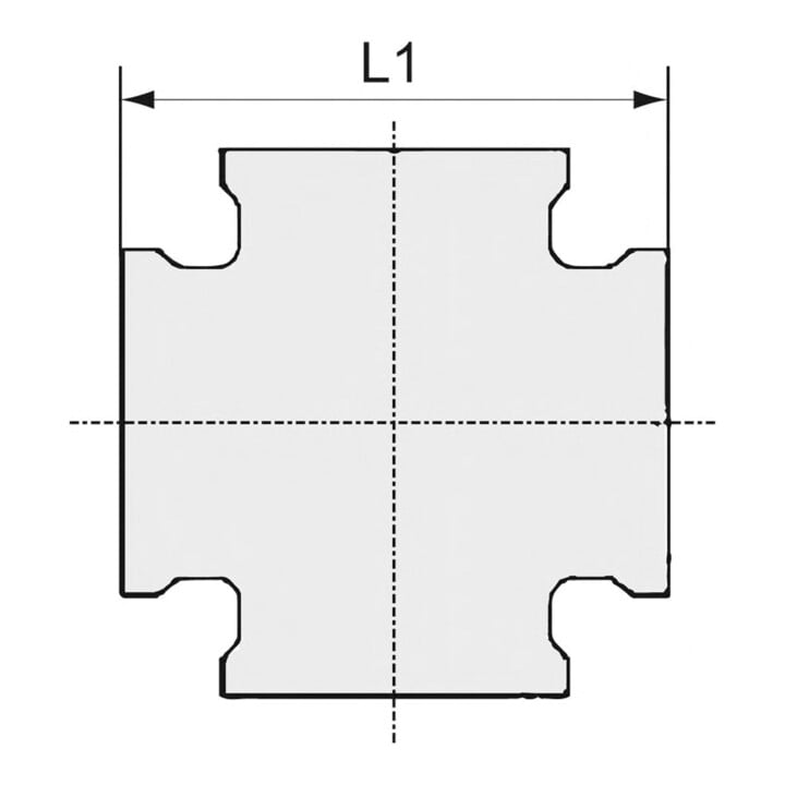 Riegler Kreuzstück, 4 x Innengewinde, G 3/4, Druck 16 bar, Messing blank