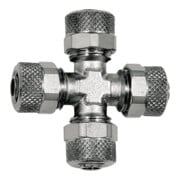 Riegler Kreuzverbindung, für Schlauch 5/3 mm, SW 8, Messing vernickelt-1
