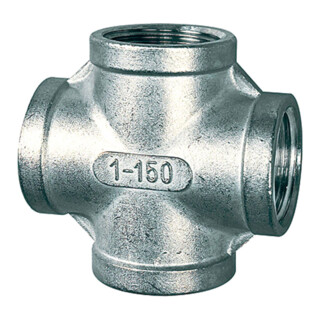 Riegler Kreuzverteiler, 4 x innen, Rp 1, Edelstahl 1.4408