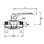 Riegler Kugelhahn schwere Ausführung, Handhebel, AG/AG, MS vern., R 1-3