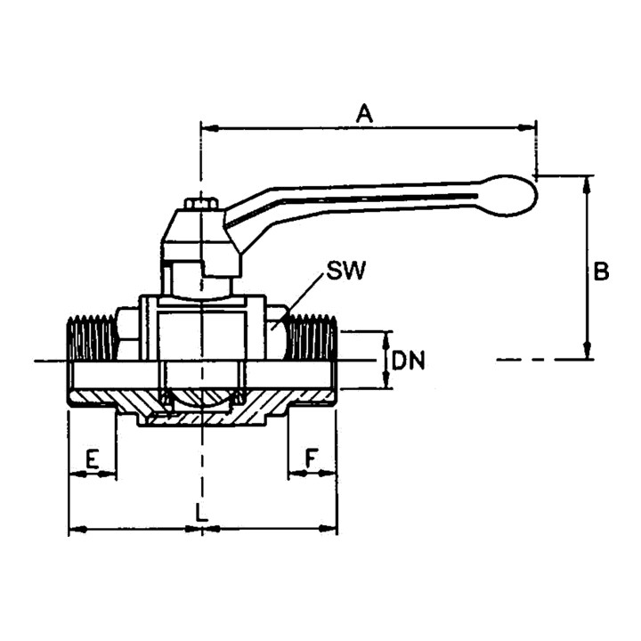 Riegler Kugelhahn schwere Ausführung, Handhebel, AG/AG, MS vern., R 1