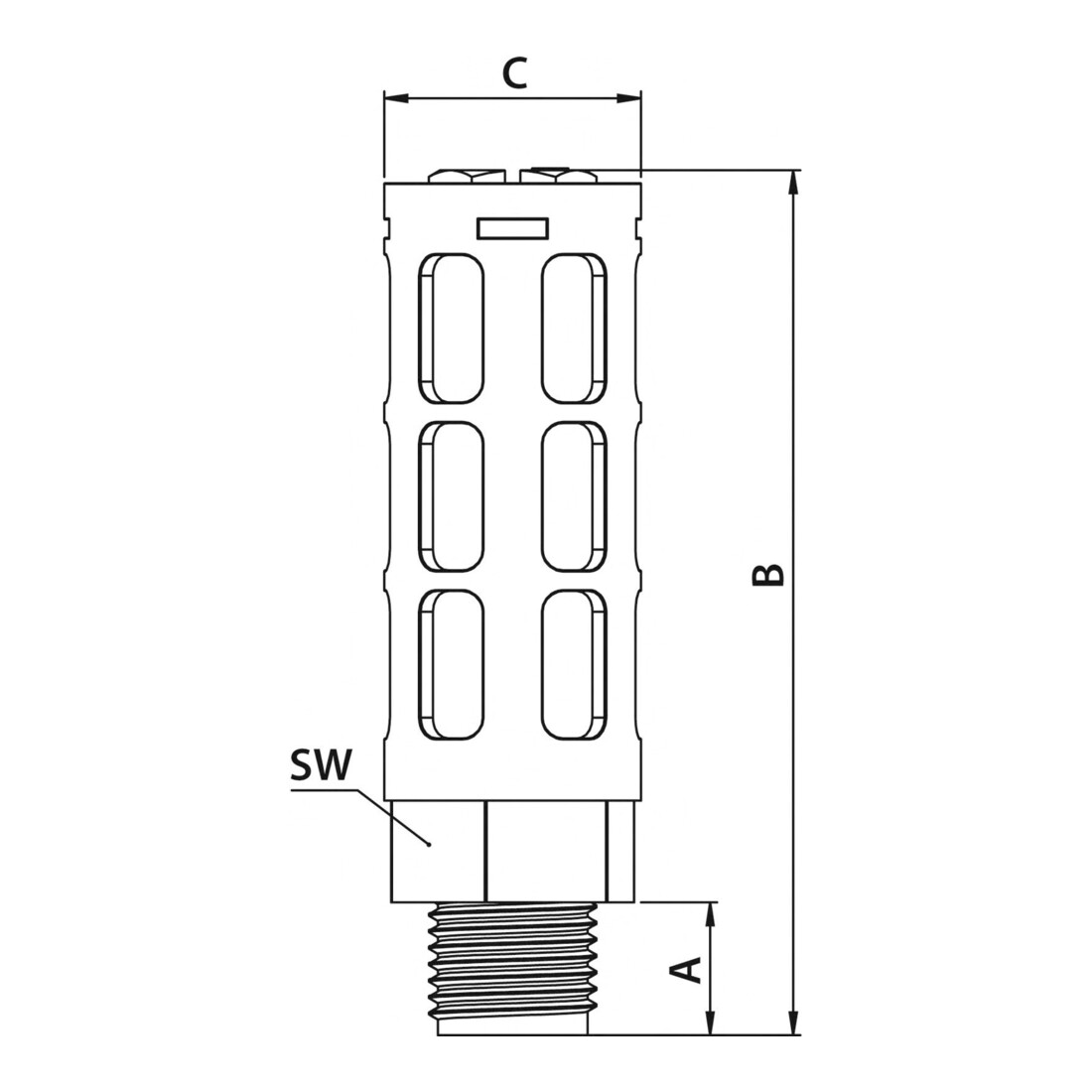 Riegler Kunststoff-Schalldämpfer, Polyethylen-Dämpferelement, G 3/4