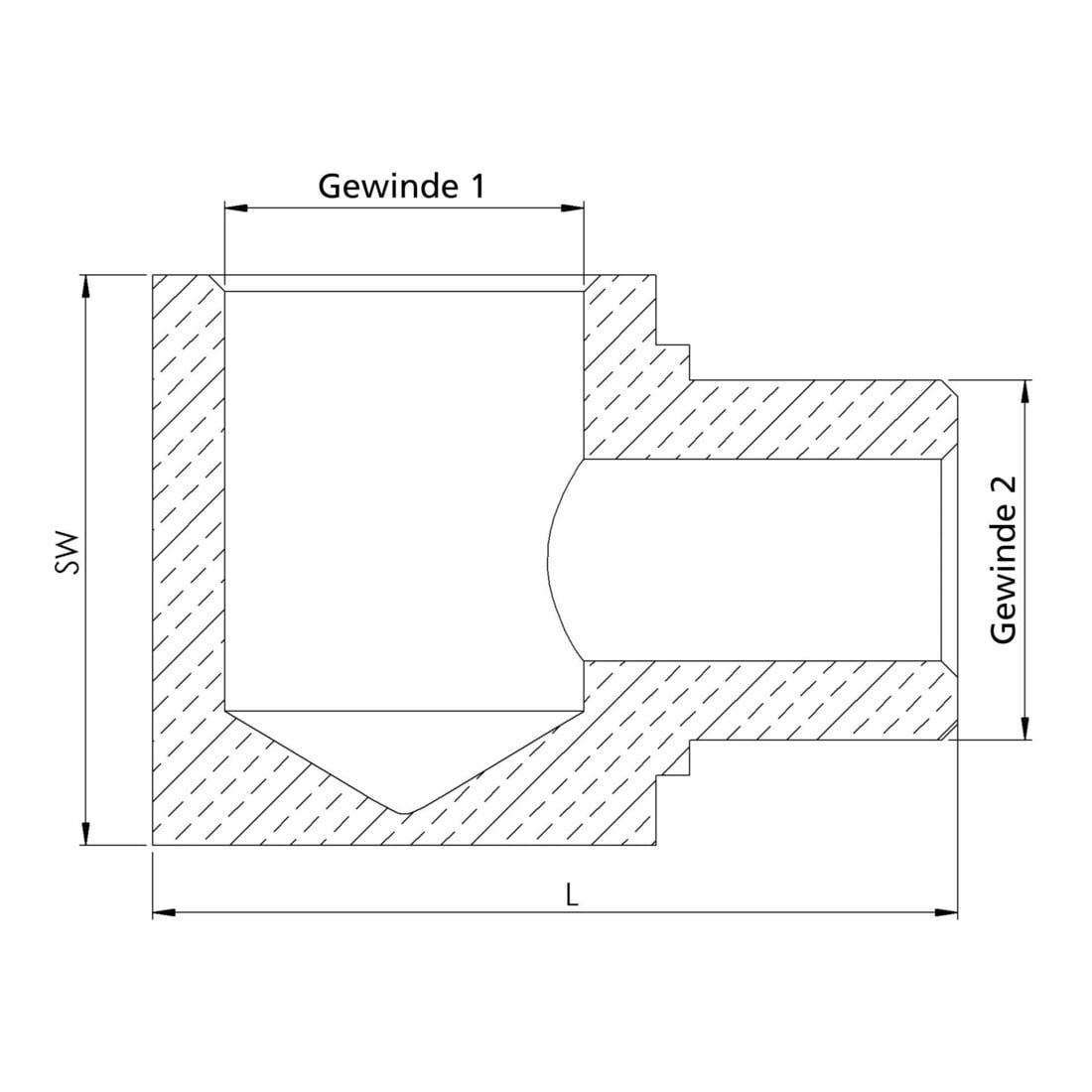 Riegler L-Collecteur à visser, G 1/8, SW 17, laiton