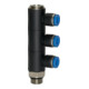Riegler L-Collecteur multiple « Série bleue », 3 voies pivotant, G 1/2 à Ø12 mm
