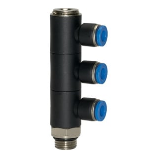 Riegler L-Distributeur multiple »Série bleue«, 3 voies, pivotant, G 3/8 à Ø8mm