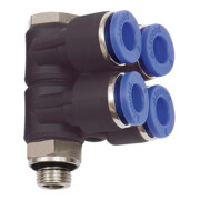 Riegler L-Distributeur multiple « Série bleue », 4 voies, pivotant, G 1/4 a. Ø8mm-1
