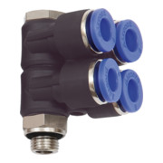 Riegler L-Distributeur multiple « Série bleue », 4 voies, pivotant, G3/8 à Ø10mm-1