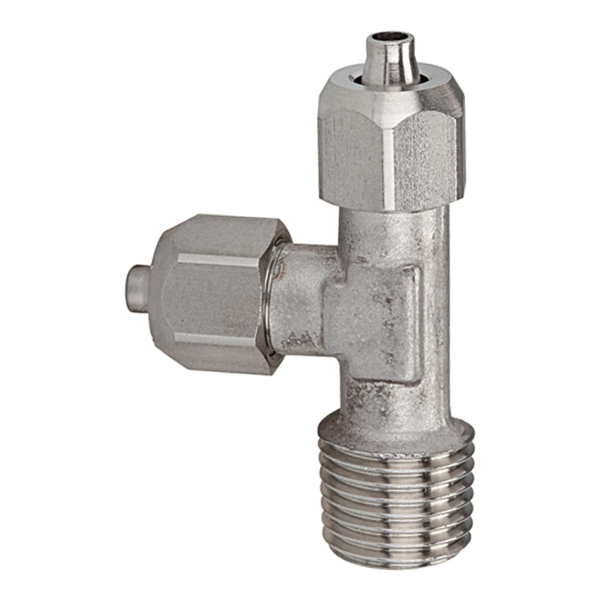Riegler L-Einschraubverschraubung, R 1/4 a., für Schlauch 6/4, ES 1.4404