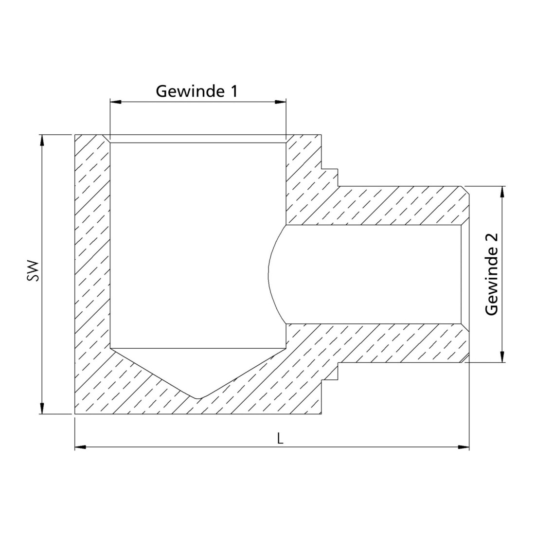 Riegler L-Einschraubverteiler, M5, SW 9, Messing