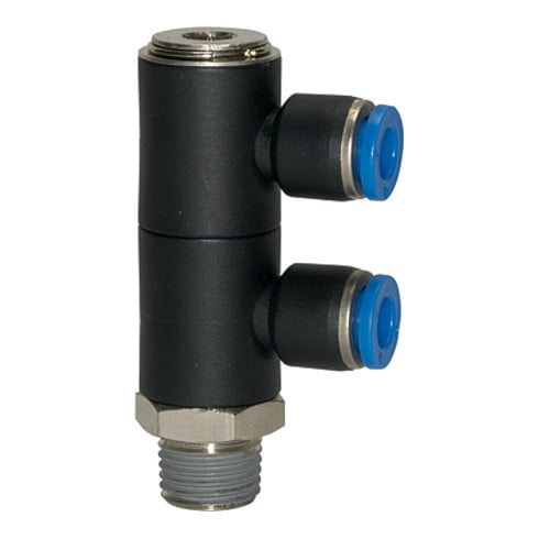 Riegler L-Mehrfachverteiler »Blaue Serie«, 2-fach, drehbar, R 3/8 a. Ø6mm