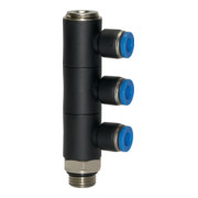 Riegler L-Mehrfachverteiler »Blaue Serie«, 3-fach, drehbar, G 1/8 a. Ã˜8mm