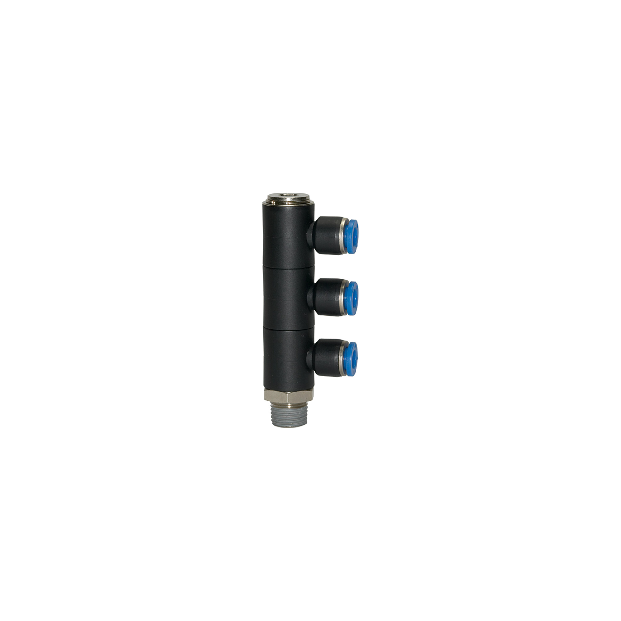 Riegler L-Mehrfachverteiler »Blaue Serie«, 3-fach, drehbar, R 1/8 a. Ã ̃6mm