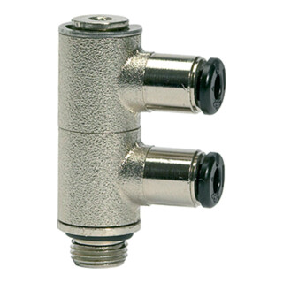 Riegler L-Multiprises 2 voies « click-clock », pivotant, G 1/8 à Ø 8 mm