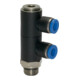 Riegler L-multiprises »Série bleue«, 2 voies, pivotant, G 1/8 à Ø4mm