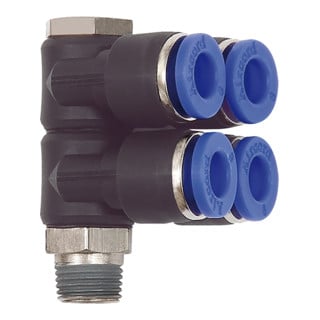 Riegler L-Multiprises »Série Bleue«, 4 voies, pivotante, R1/2 à Ø12mm
