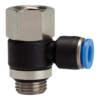 Riegler L-raccord rapide « Série Bleue » pivotant, G3/8 i./e., Ø 6 mm, max. 15